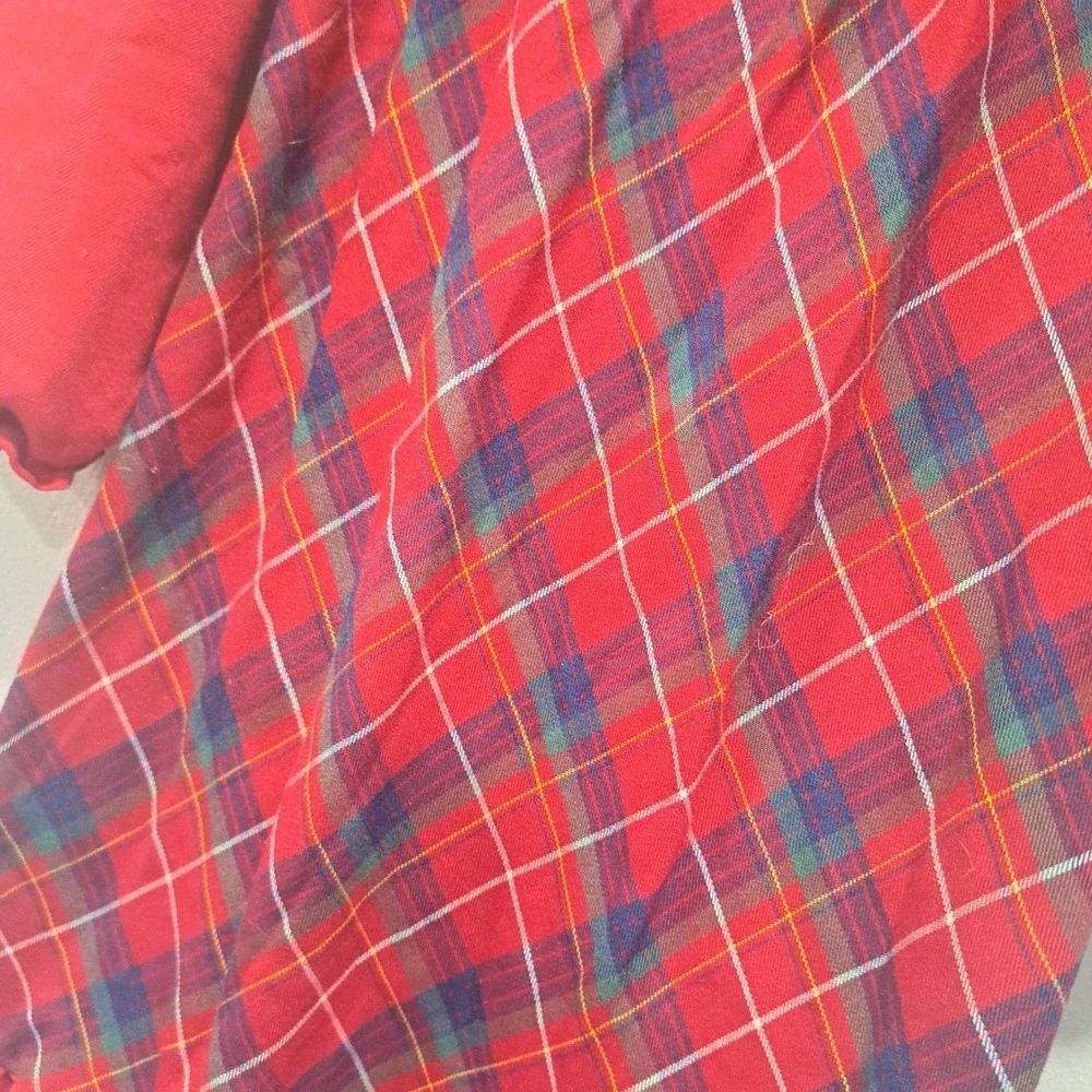 Disney Store Girls Red Plaid‎ Mickey Minnie Christmas Nightgown 7/8 Holiday Cozy